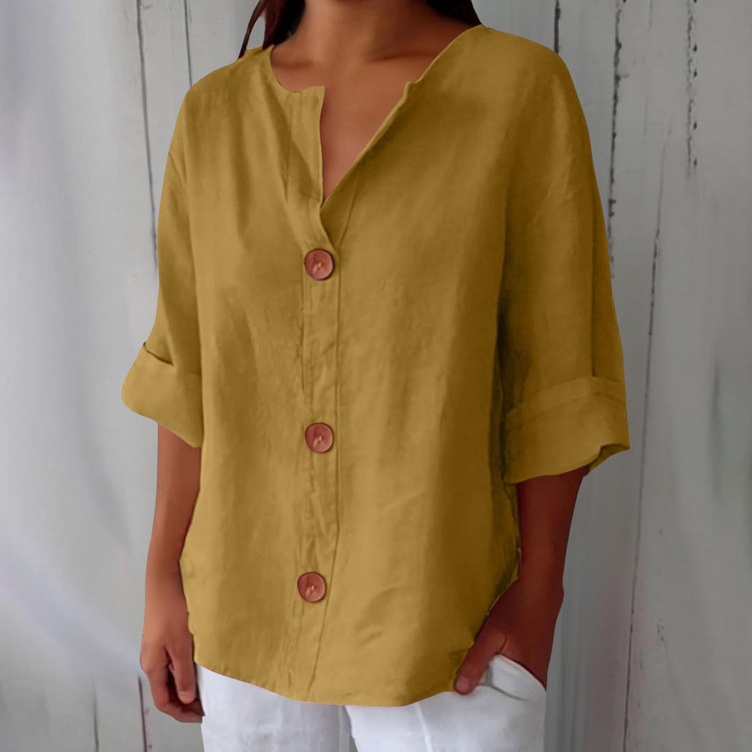 Mira's Relaxed Style | Button-Front Blouse