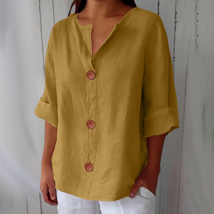 Mira's Relaxed Style | Button-Front Blouse