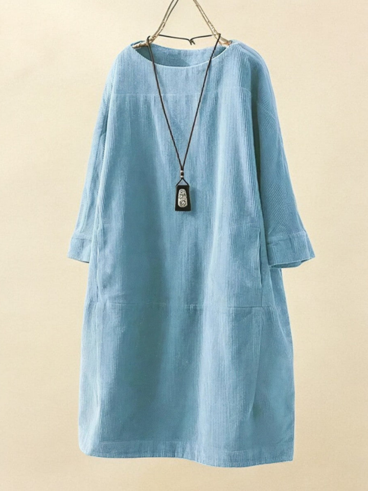 Oona | Women's Corduroy Relaxed Shift Midi Dress