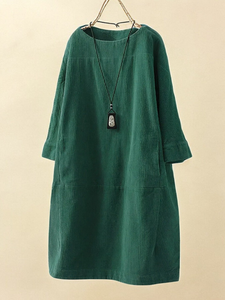 Oona | Women's Corduroy Relaxed Shift Midi Dress