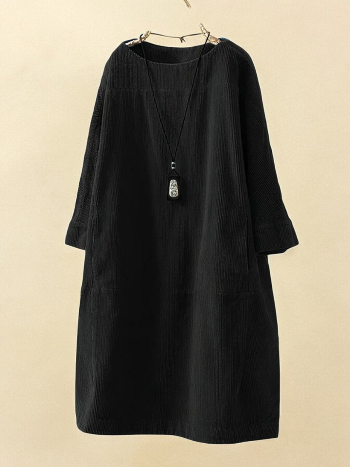 Oona | Women's Corduroy Relaxed Shift Midi Dress