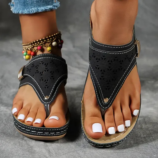 Opal | Women's Orthopedic Toe-Post Wedge Thong Sandals