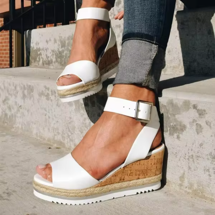 Palma | Women's Orthopedic Leather Cork Wedge Espadrille Sandals