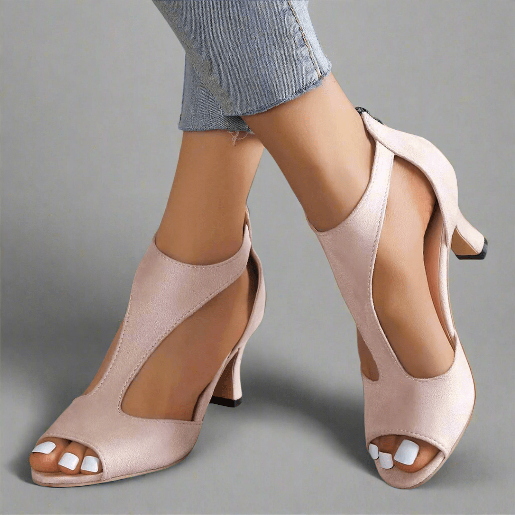 Paloma | Women's Leather Peep-Toe Ankle Strap Kitten Heel Sandals