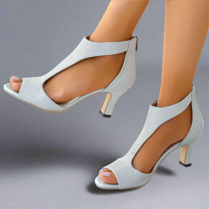 Paloma | Women's Leather Peep-Toe Ankle Strap Kitten Heel Sandals