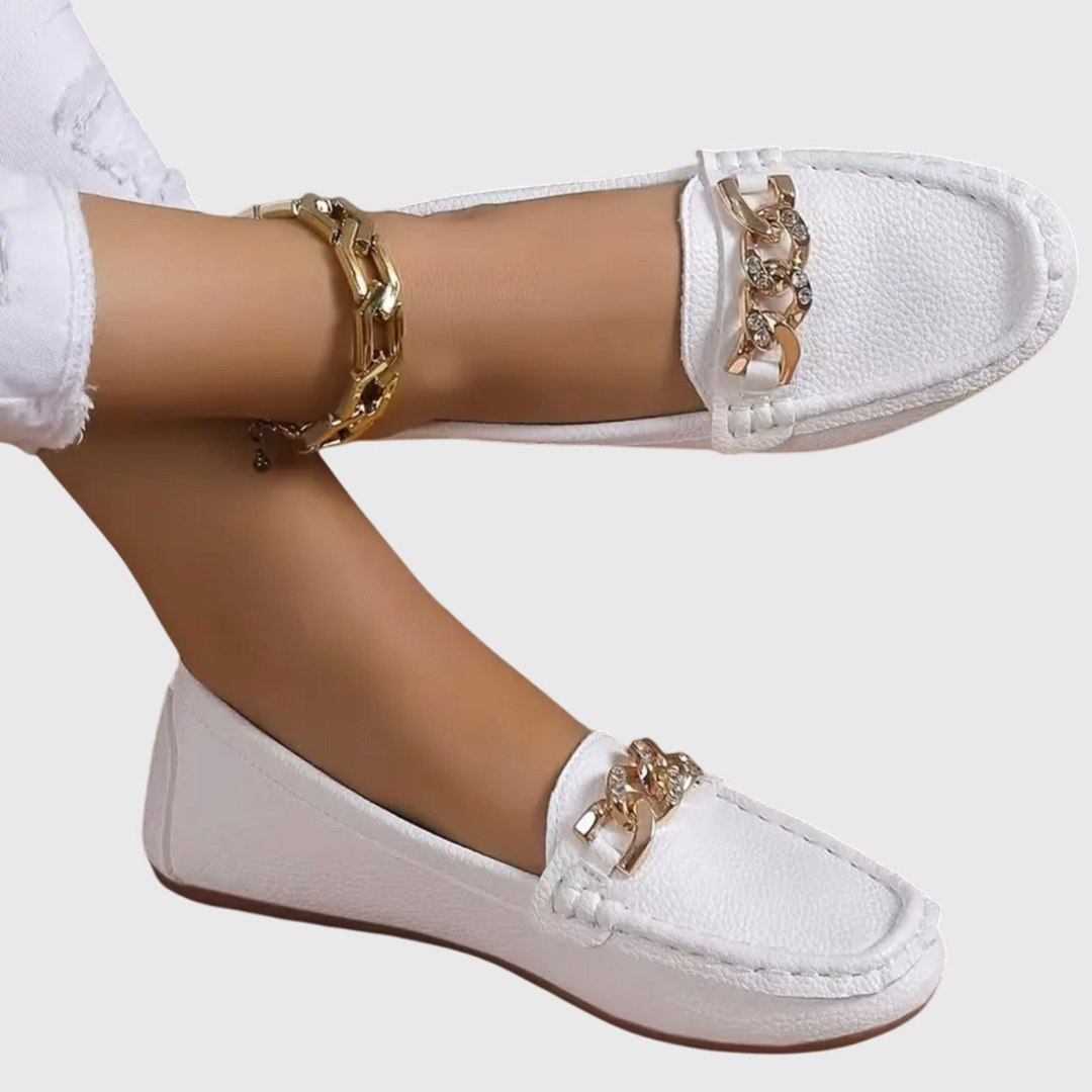 Petra | Women's Leather Chain-Detail Slip-On Loafers