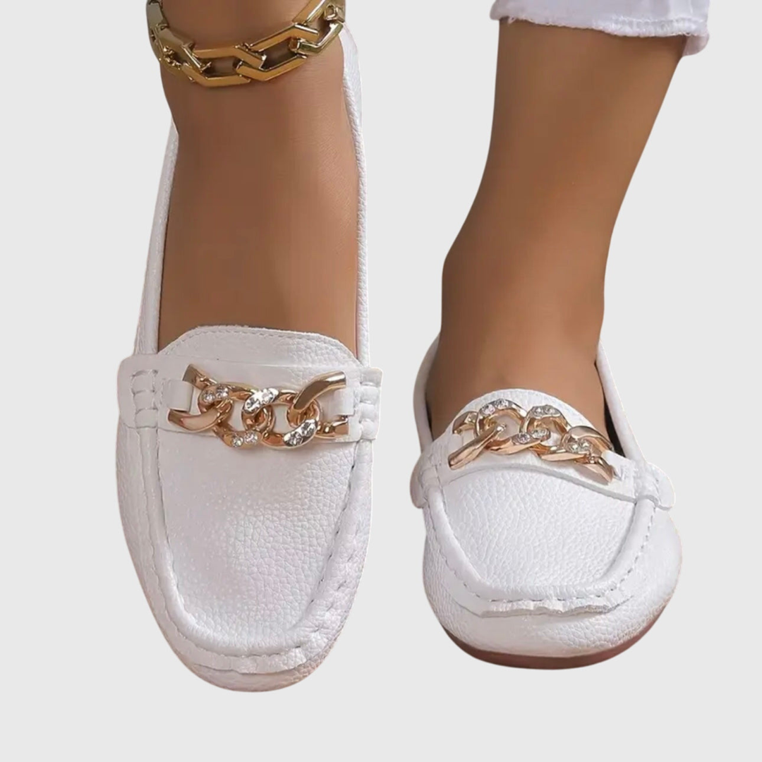 Petra | Women's Leather Chain-Detail Slip-On Loafers
