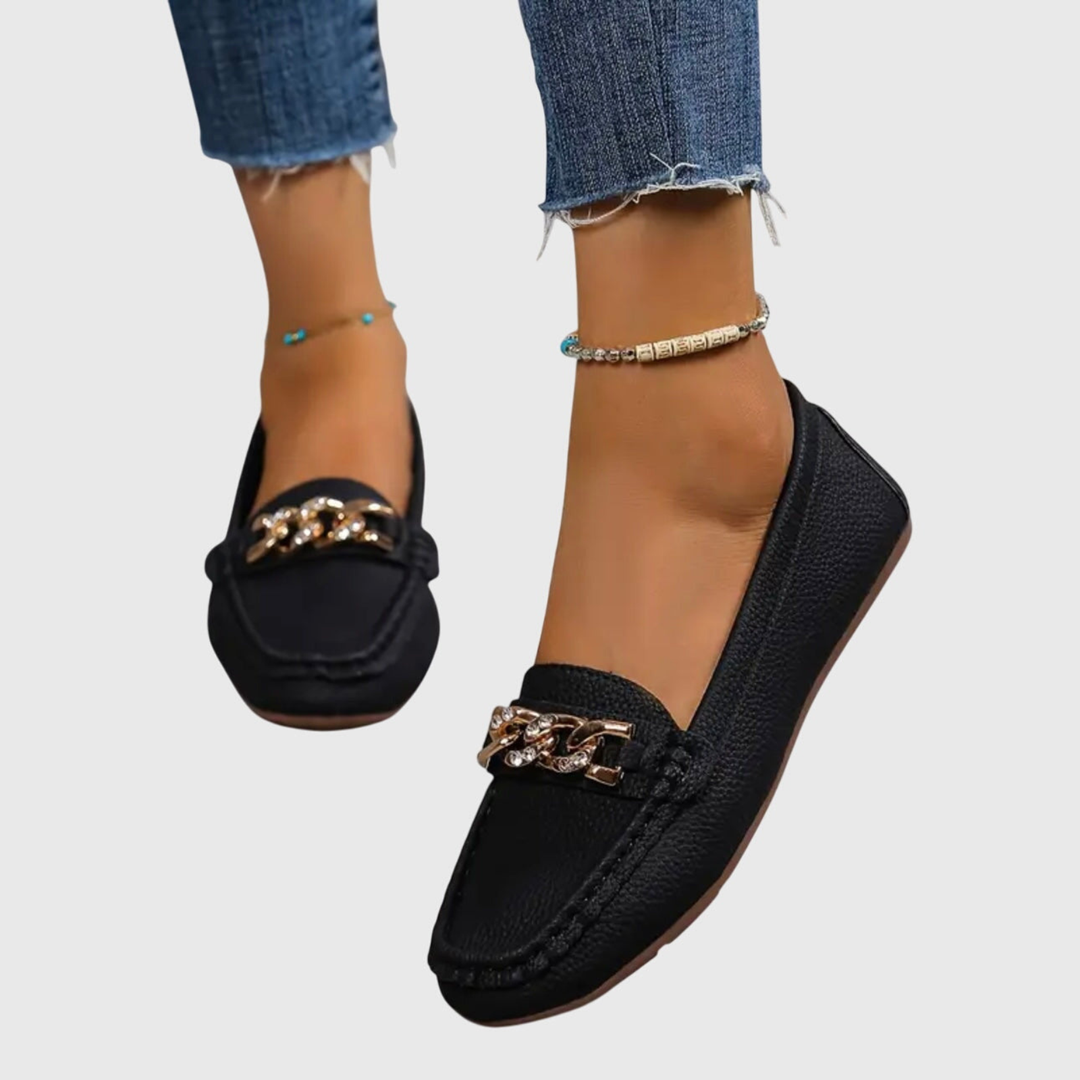 Petra | Women's Leather Chain-Detail Slip-On Loafers