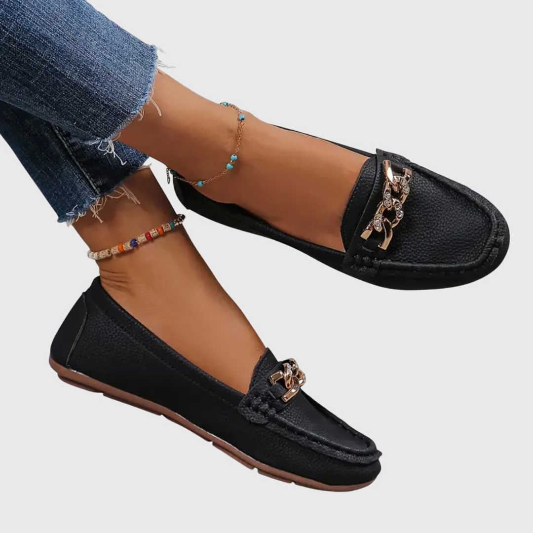 Petra | Women's Leather Chain-Detail Slip-On Loafers