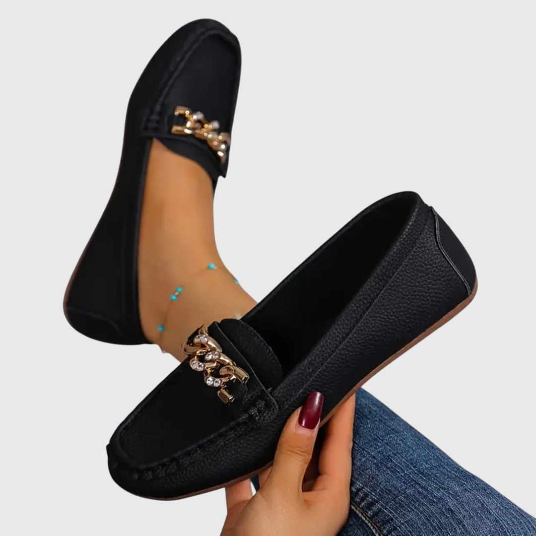 Petra | Women's Leather Chain-Detail Slip-On Loafers