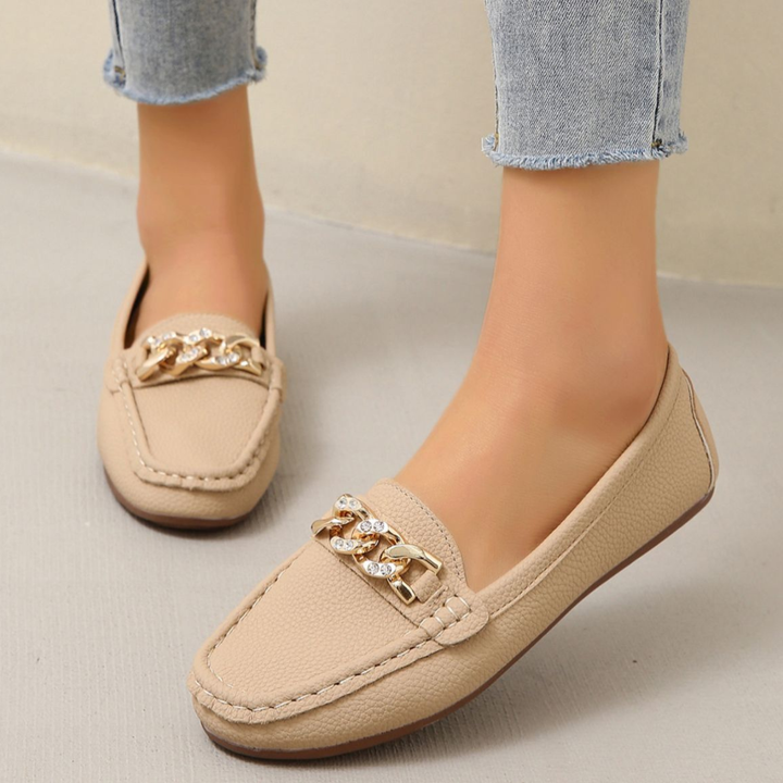 Petra | Women's Leather Chain-Detail Slip-On Loafers