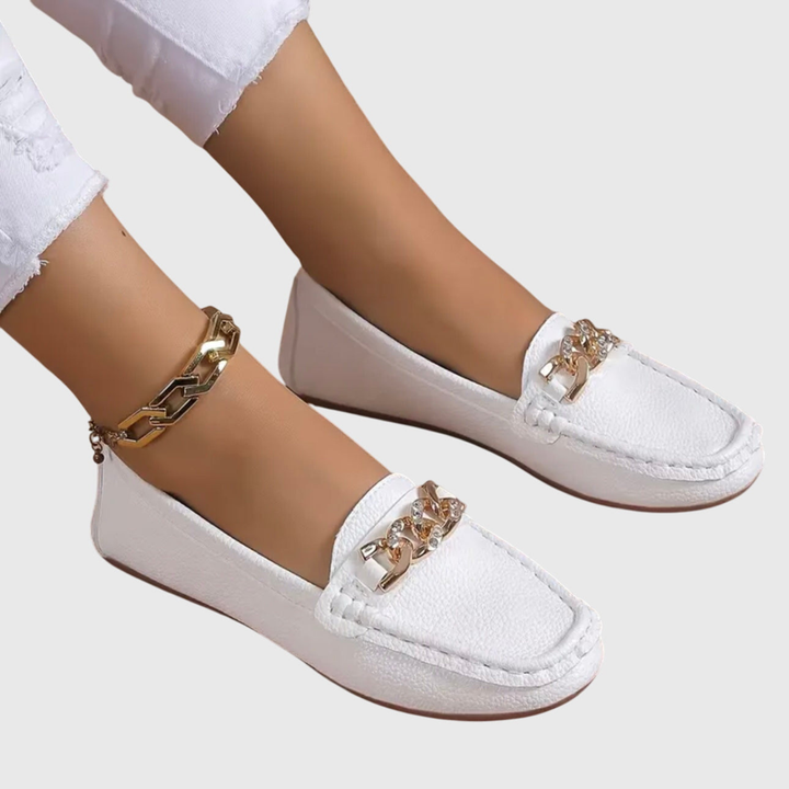 Petra | Women's Leather Chain-Detail Slip-On Loafers