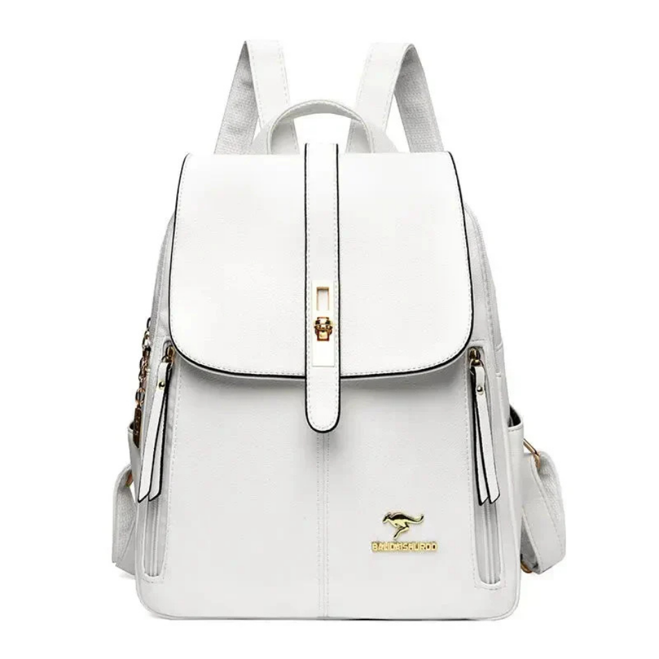 Petra | Women's Leather Twist-Lock Flap Backpack