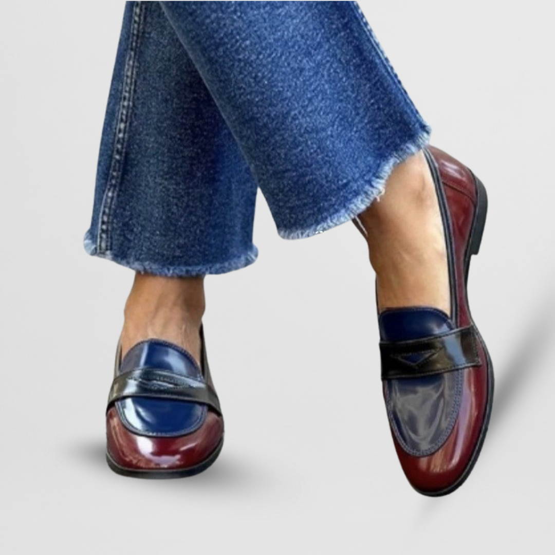 Philippa | Women's Leather Colour-Block Penny Loafers