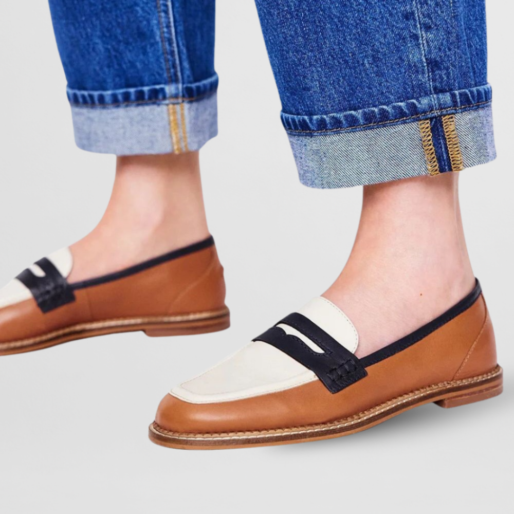 Pippa | Women's Leather Colorblock Penny Loafers