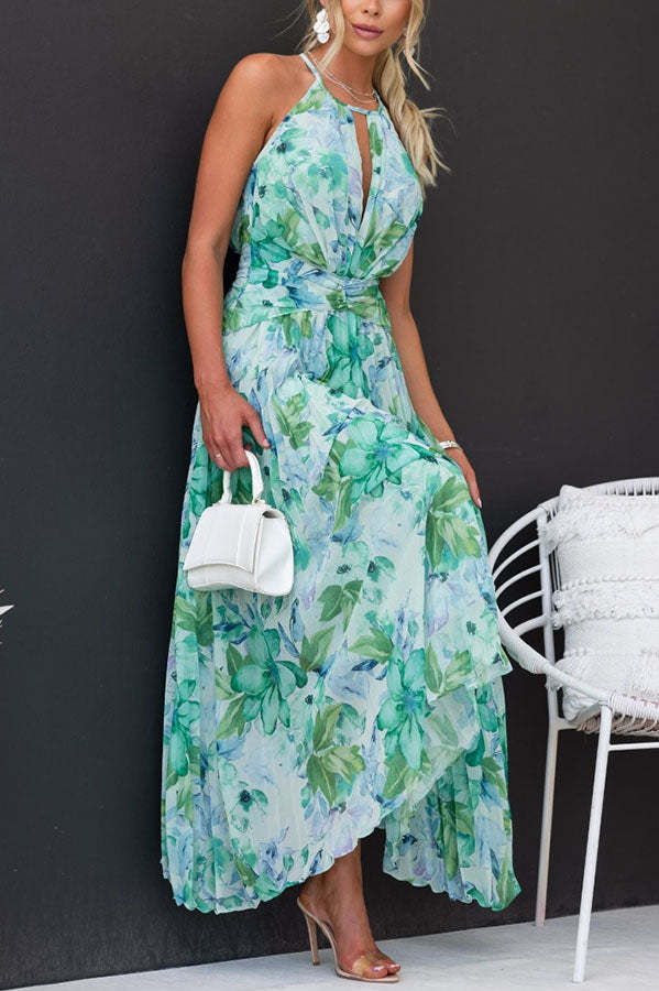 Melina's Fresh Bloom | Halter Neck Midi Dress