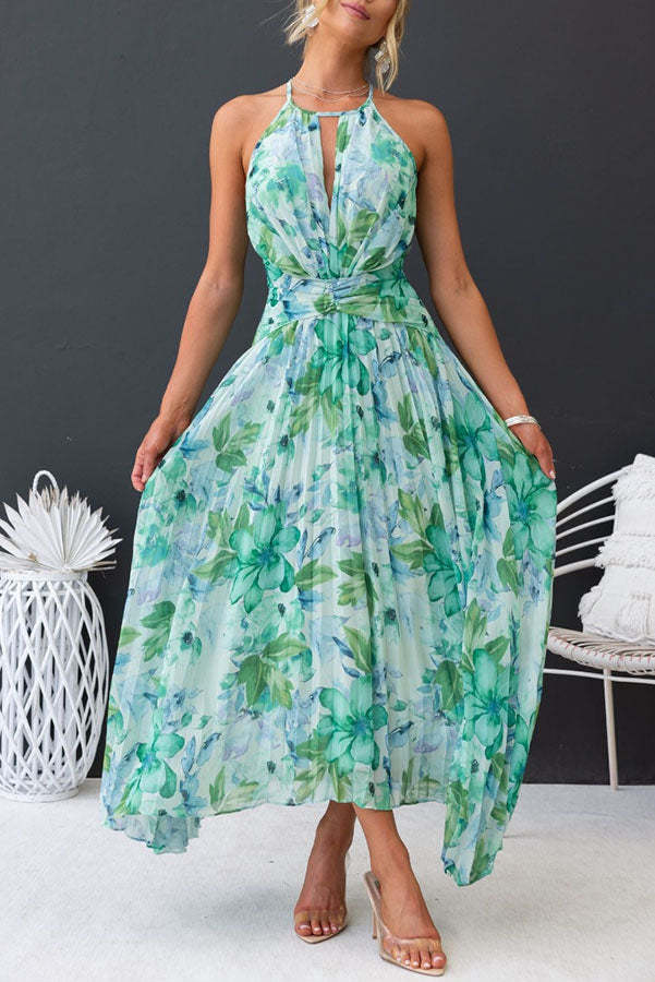 Melina's Fresh Bloom | Halter Neck Midi Dress