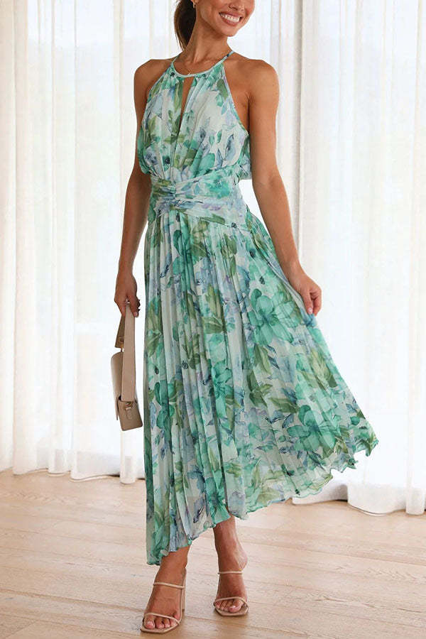 Melina's Fresh Bloom | Halter Neck Midi Dress