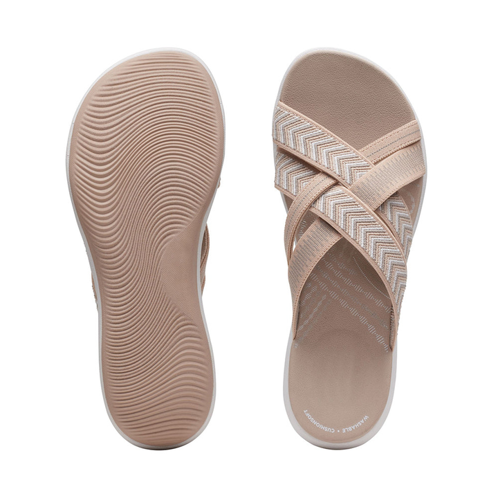 Priya | Women's Arch-Support Crossover Strap Wedge Slides