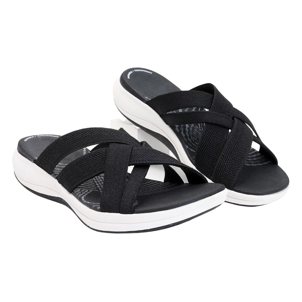 Priya | Women's Arch-Support Crossover Strap Wedge Slides