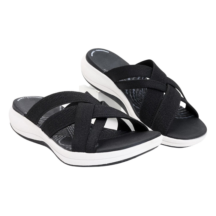Priya | Women's Arch-Support Crossover Strap Wedge Slides