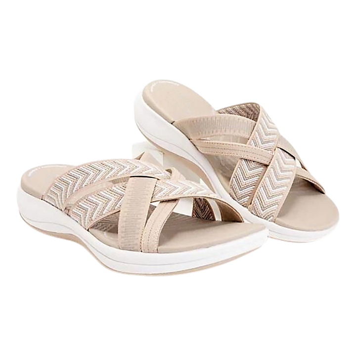 Priya | Women's Arch-Support Crossover Strap Wedge Slides