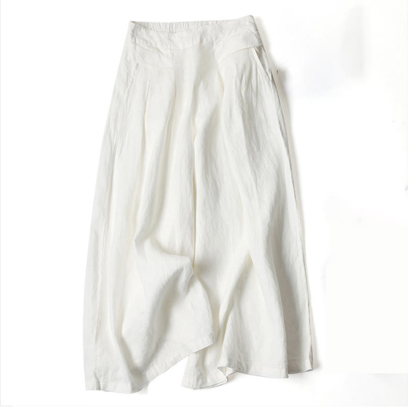 Priya | Women's Linen High-Waist Pleated Wide-Leg Trousers