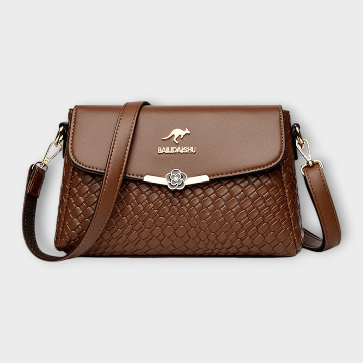 Priya | Women's Vegan Leather Woven Flap Crossbody Bag