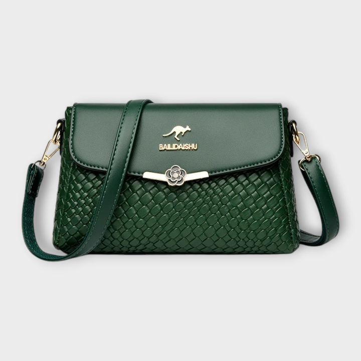 Priya | Women's Vegan Leather Woven Flap Crossbody Bag