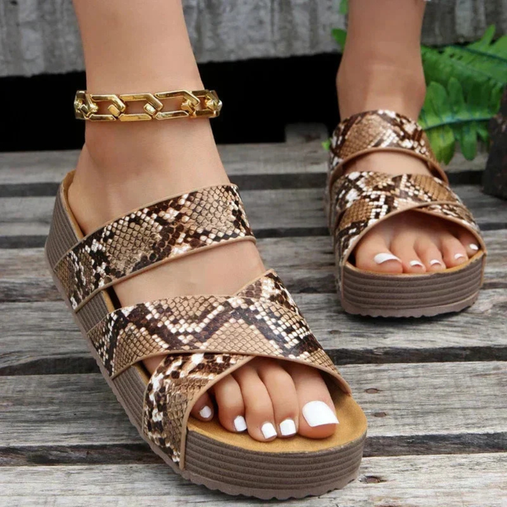 Quinn | Women's Leather Woven Cross-Strap Platform Sandals