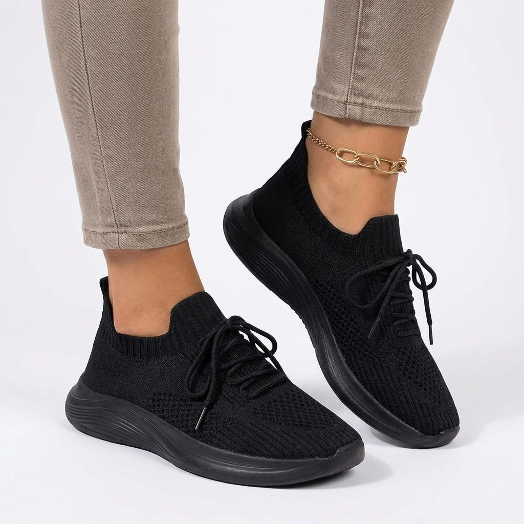Remi | Women's Breathable Knit Lace-Up Casual Trainers