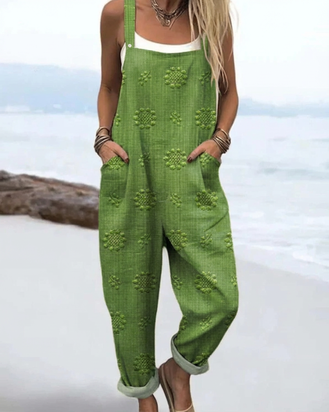 Remi | Women's Cotton Embroidered Casual Overalls