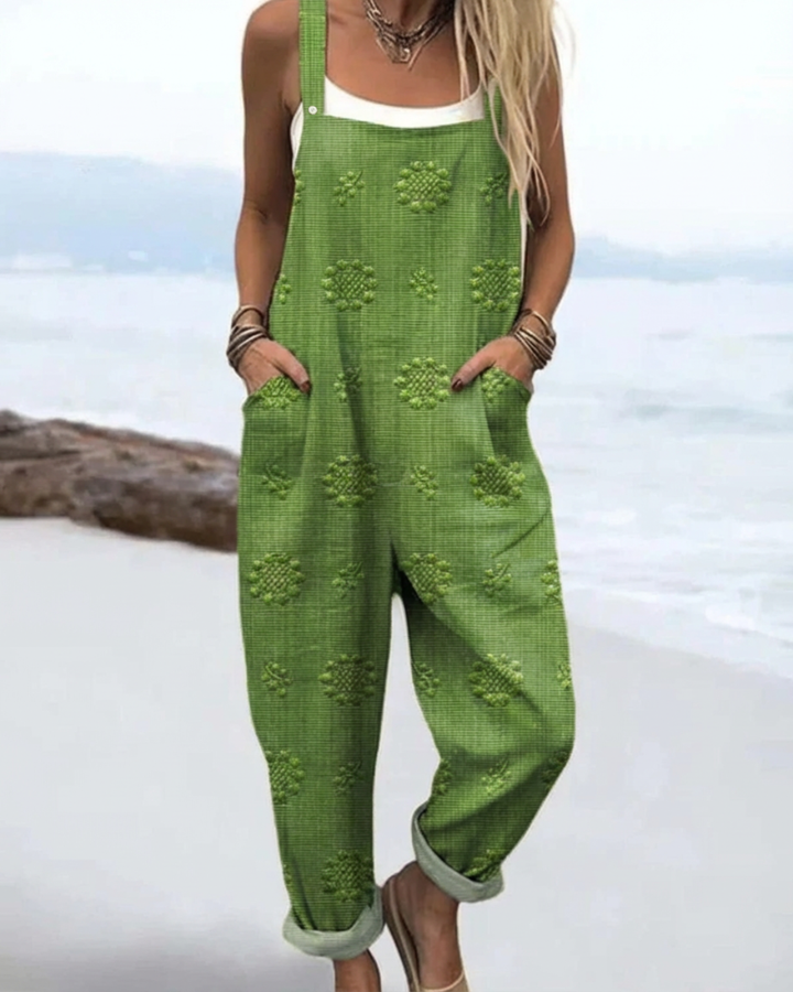 Remi | Women's Cotton Embroidered Casual Overalls