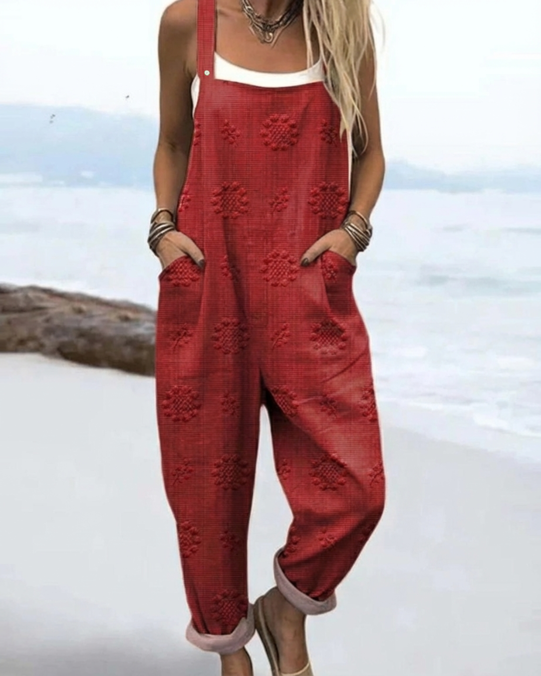 Remi | Women's Cotton Embroidered Casual Overalls