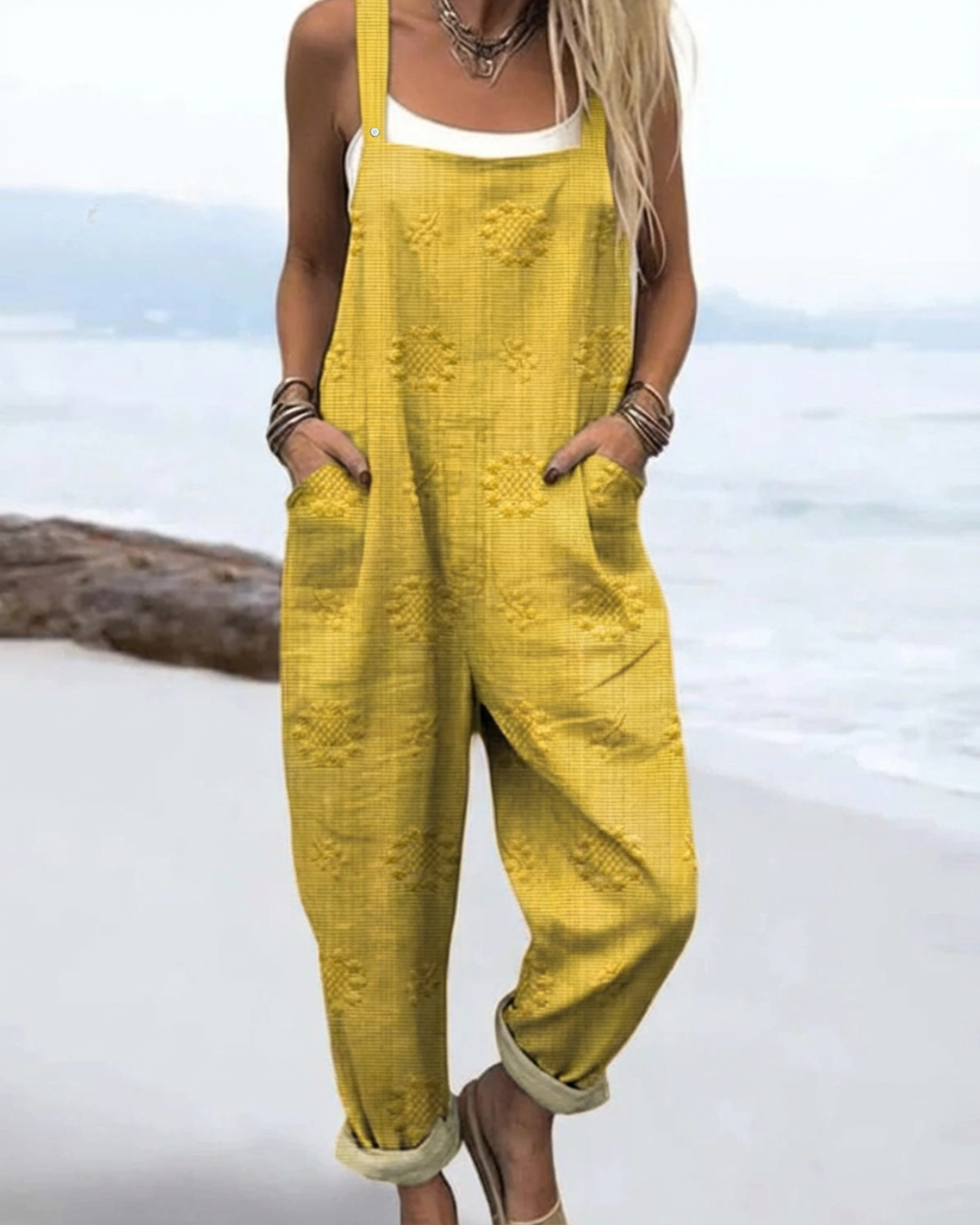Remi | Women's Cotton Embroidered Casual Overalls