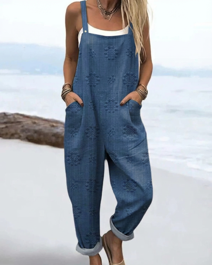 Remi | Women's Cotton Embroidered Casual Overalls