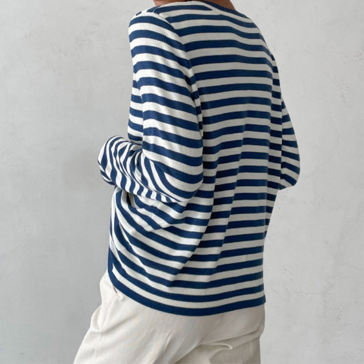Remi | Women's Cotton Stripe Oversized Long Sleeve Tee
