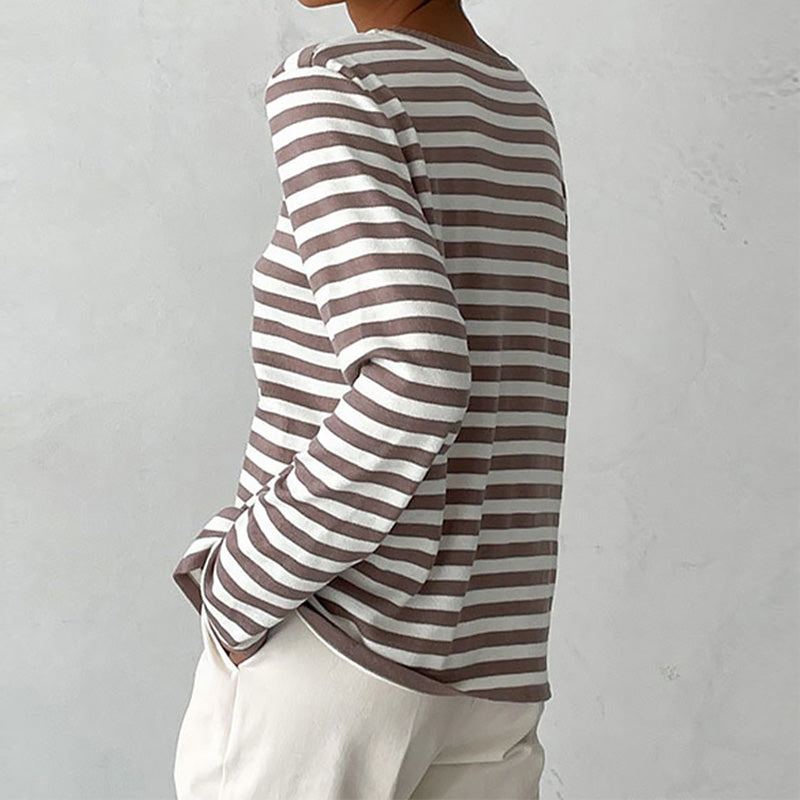 Remi | Women's Cotton Stripe Oversized Long Sleeve Tee