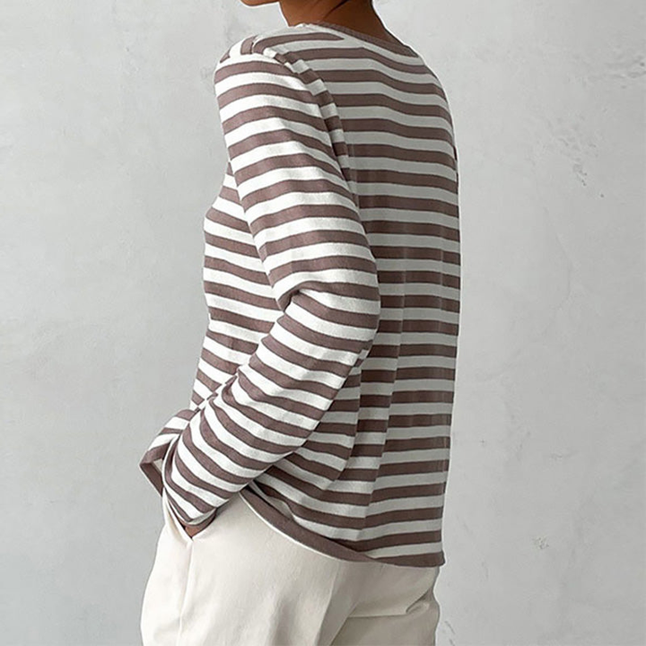 Remi | Women's Cotton Stripe Oversized Long Sleeve Tee