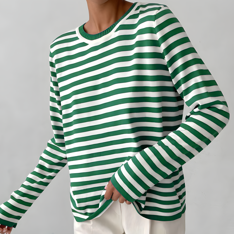 Remi | Women's Cotton Stripe Oversized Long Sleeve Tee