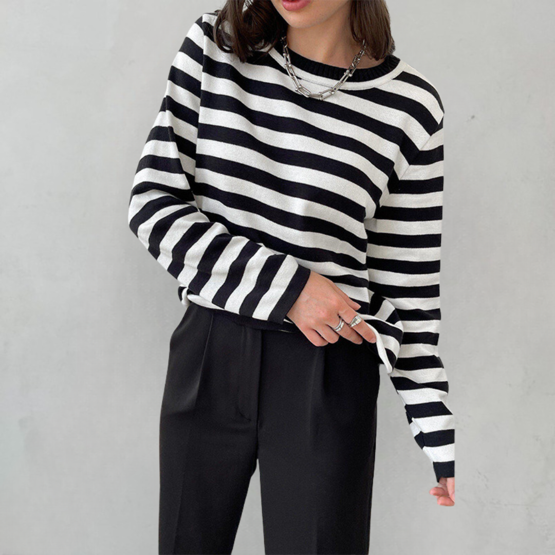 Remi | Women's Cotton Stripe Oversized Long Sleeve Tee