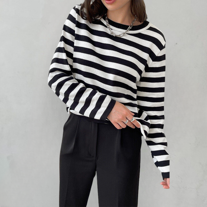 Remi | Women's Cotton Stripe Oversized Long Sleeve Tee