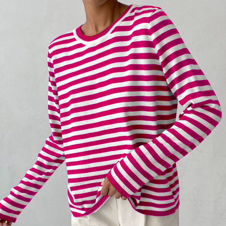 Remi | Women's Cotton Stripe Oversized Long Sleeve Tee