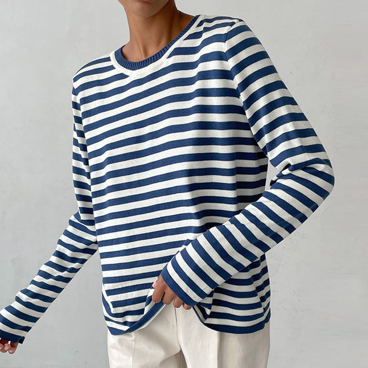 Remi | Women's Cotton Stripe Oversized Long Sleeve Tee