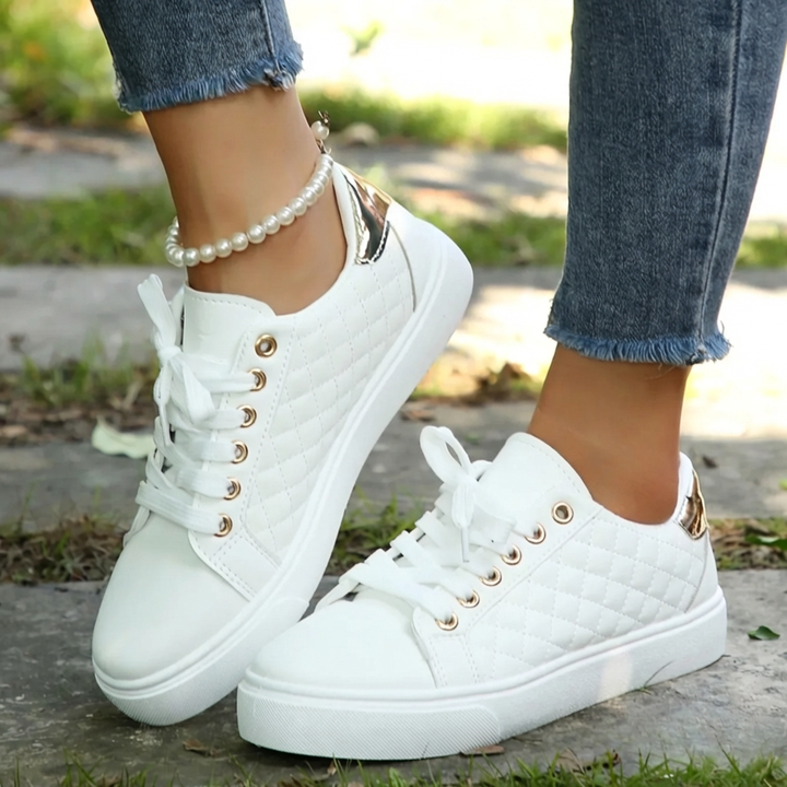 Remi | Women's Leather Quilted Lace-Up Platform Sneakers