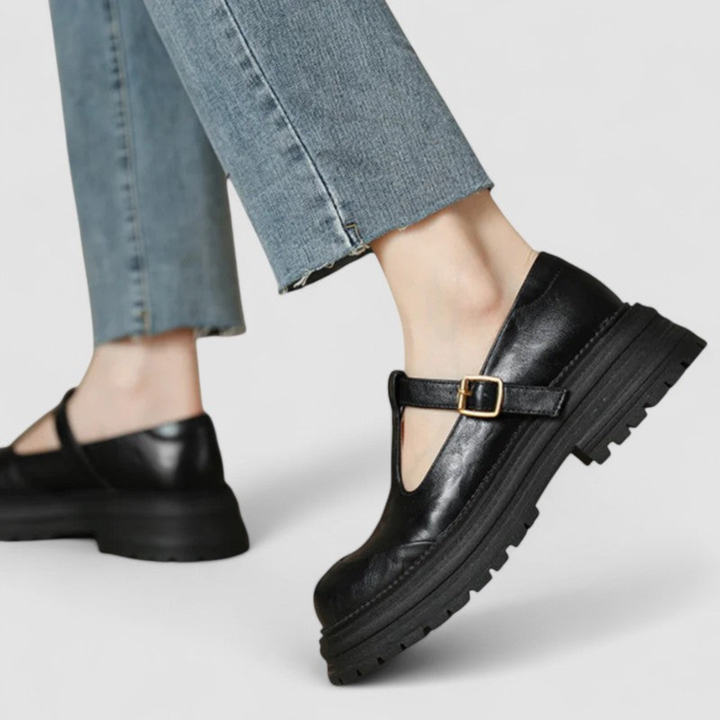 Remi | Women's Leather T-Strap Platform Mary Janes