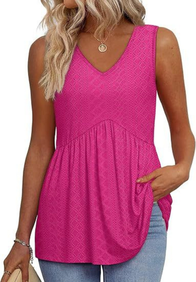 Remi | Women's Lightweight Textured V-Neck Sleeveless Peplum Top