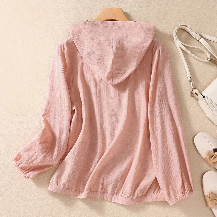 Remi | Women's Linen Hooded Button-Down Casual Shirt