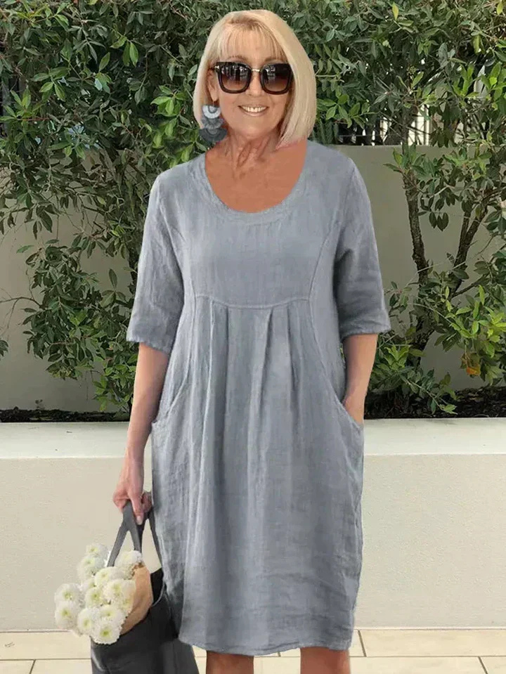Remi | Women's Linen Relaxed Smock Mini Dress Casual