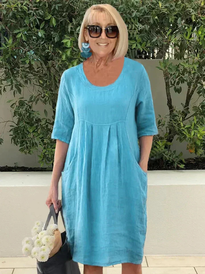 Remi | Women's Linen Relaxed Smock Mini Dress Casual
